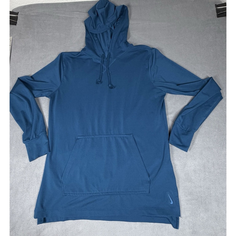 Nike Yoga Hoodie Womens Medium Blue Dri-FIT Pullover Sweatshirt Lightweight